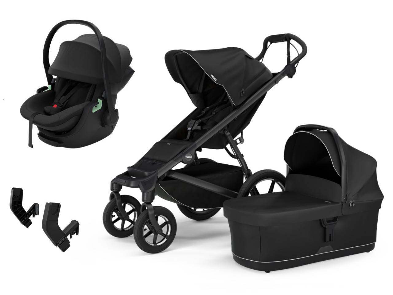 Thule Urban Glide 4-wheel Stroller Set 3-in-1 incl. Maple i-Size Infant Car Seat - Black - Magnetic Buckle