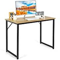 COSTWAY skrivbord, litet datorbord, 100 x 50 x 77 cm, kontorsbord PC-bord, metallram, för hemmakontor, arbetsrum (natur)