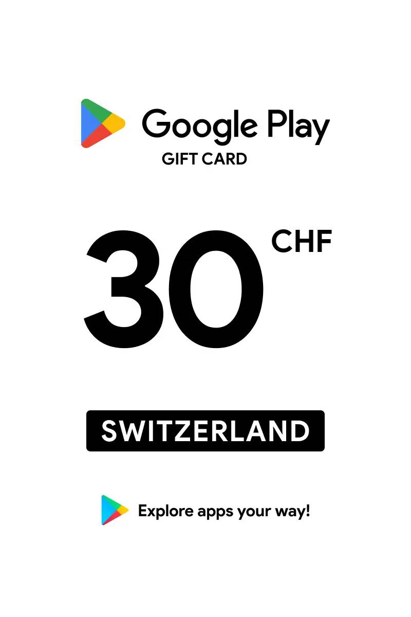Google Play 30 CHF Gift Card (CH) - Digital Code.