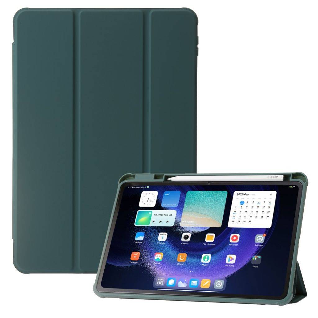 Xiaomi Pad 6 / 6 Pro Tabdæksel med kuglepenne -Mørkgrøn