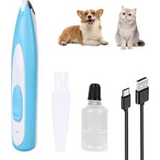 Støjsvag hunde- og pote trimmer med LED-lys og kattelys - dyrehår