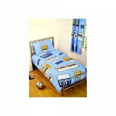 Manchester City FC Official Football Patch Single Duvet And Pillow Set - One Size / Light Blue-Gold-White