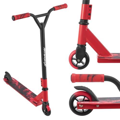 ArtSport Stunt Scooter mit 360° Lenkung, ABEC 9 Kugellager, 100 mm PU Räder & Griptape, Funscooter für Kinder, Stuntscooter Kickscooter Trick Roller