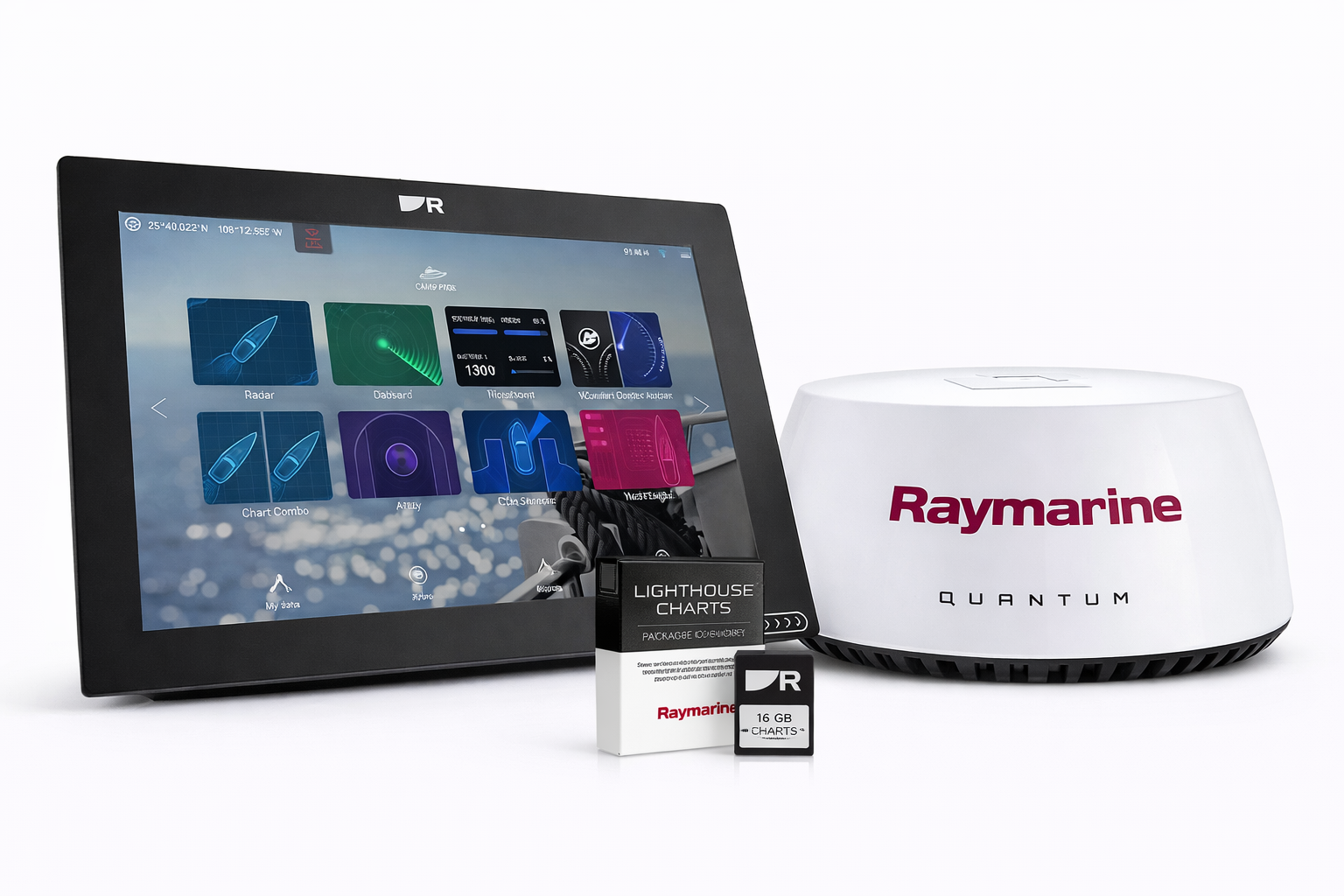 Raymarine Axiom+ 12 med Lighthouse nordeuropa søkort og Quantum radar