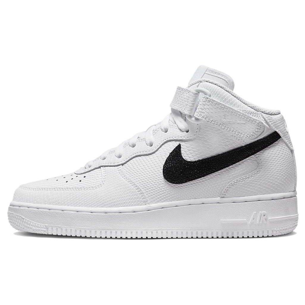 Nike Air Force 1 07 Mid Vit Ormskinn Dam Sneakers Svart DZ5211-100 cm