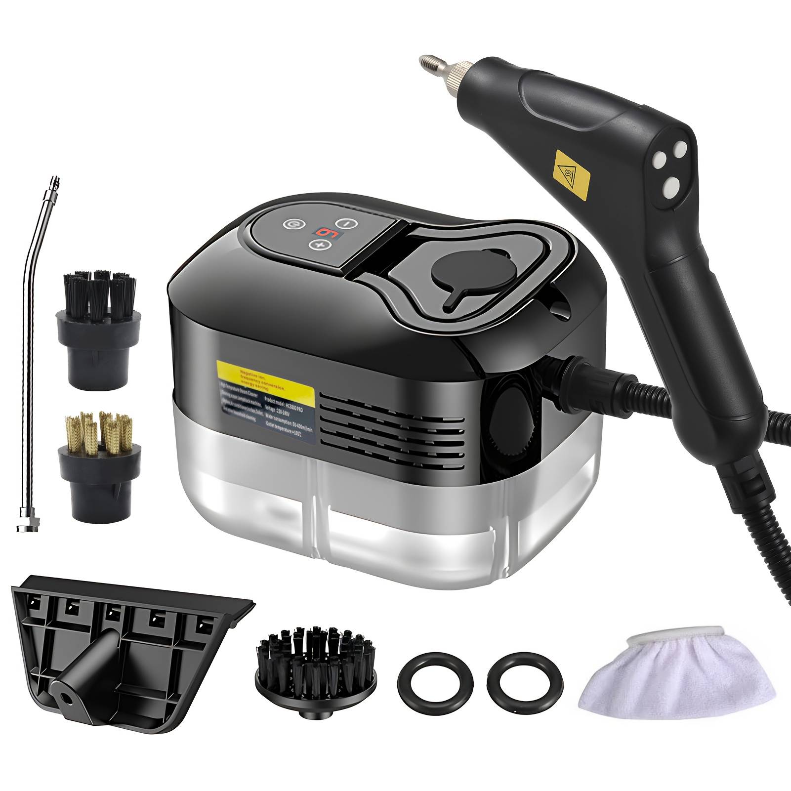Portable Handheld Steam Cleaner With 6pcs Additions Touch Screen 6 Levels Adjustable 105?ï¿½/221?ï¿½ Deep Cleaning Steamer With 1200ml Water Tank For Sofa Window Glass Kitchen Laundry Car