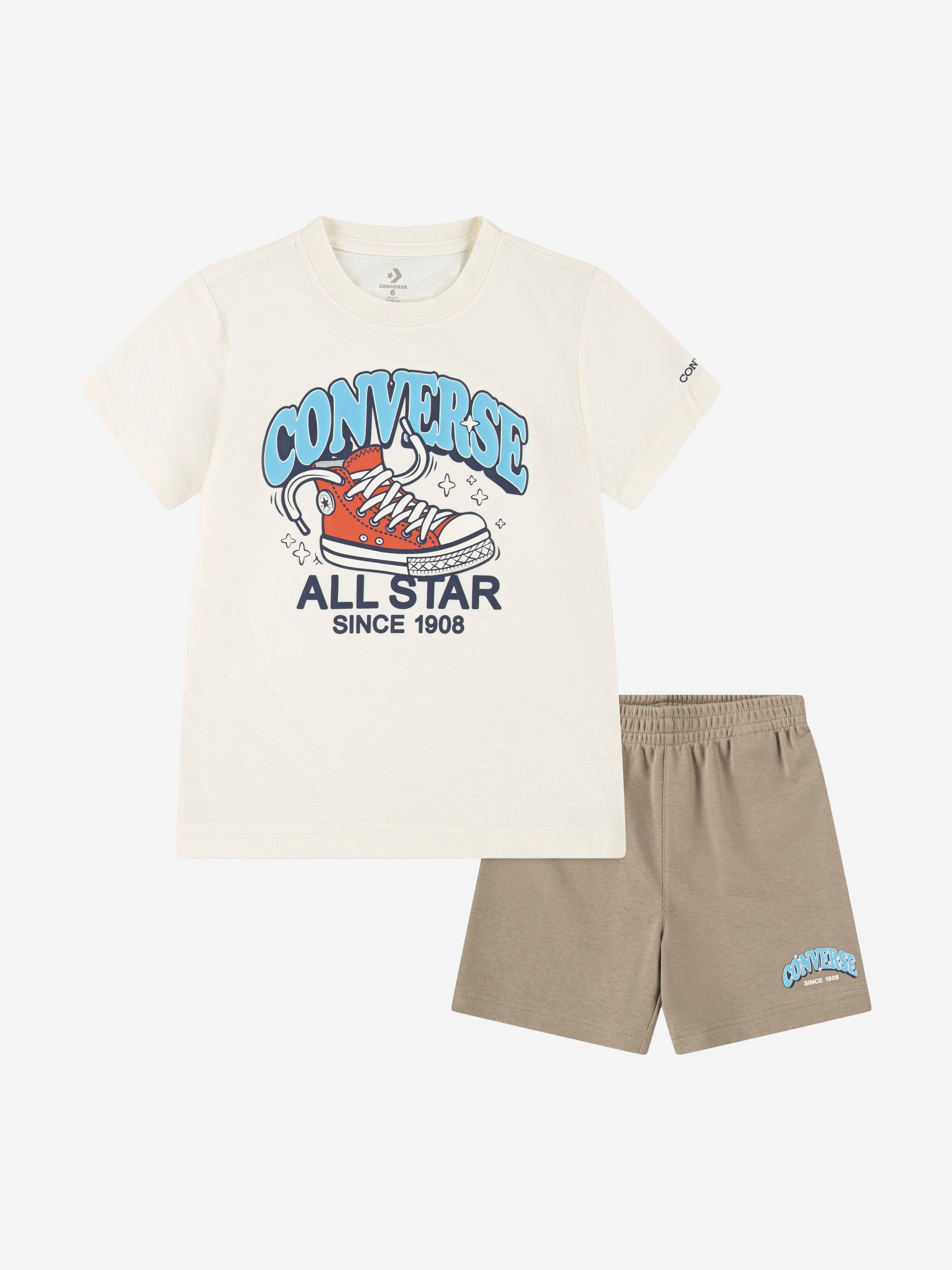 Converse Boys Trail Mix T-Shirt and Shorts Set in Ivory - Ivory / 2 - 3 Yrs (2 - 3 Yrs)