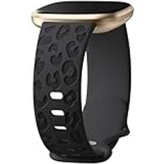 Odbeai Leopard graverade band kompatibla med Fitbit Versa 4 band för kvinna/Versa 3 band, för Fitbit Sense 2 band/känslo-band, söt fin mjuk silikon sport vattentät ersättningsarmband rem