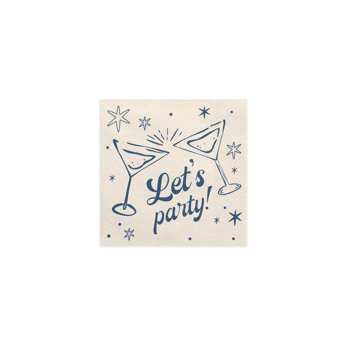 20 stk. Servietter beige "Let's party!" 33x33 cm.