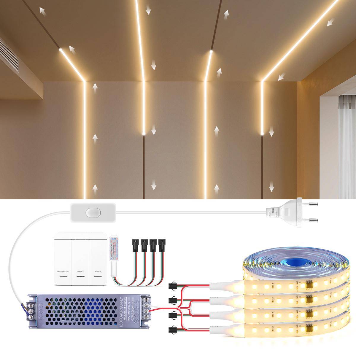 Smart adresserbar Pixel LED Strip Light 120LED/M 24V WS2811 Running Water Flow Chasing LED Light Tape För Rumstrappor Väggdekor