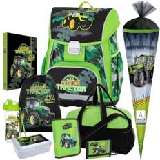 Generisch Traktor - Bulldog - Oxy Bag Premium Schulranzen-Set 9tlg. mit Schultüte Sporttasche Trinkflasche Brotdose Brustbeutel - Heftbox A4 gratis