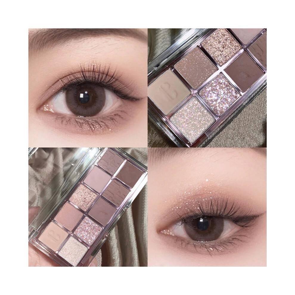 (Matches the image, 13) 10 Colors Eyeshadow Palette Shimmer Pearly Matte Sequins Earth Tone Waterproof Long-Lasting Makeup
