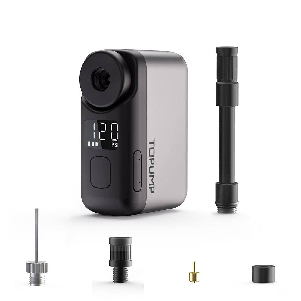 TOPUMP TB2 PRO Elektrisk Mini Bärbar Pump för Cykel Sladdlös Däckpump Max 120PSI 450mAh Batteri med Display Snabb laddning black
