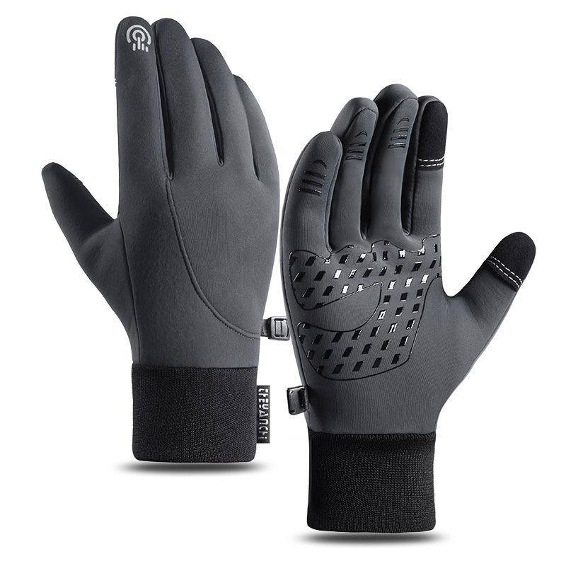Biking gloves mens winter zipper touch screen windproof warm waterproof cycling sports velvet ski gloves men XL