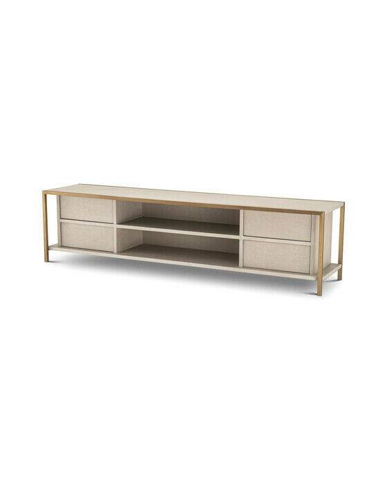 Eichholtz Wilmot mediabänk washed oak - Brun / Guld (L: 220 x B: 50 x H: 56 cm)