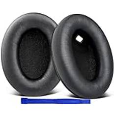 SOULWIT Ersättnings-öronkuddar av Lammskinn för Sony WH-1000XM4 Over-Ear-hörlurar, med mjukt brusisolerande skum, tillagd tjocklek Utan att påverka sensorn-Svart