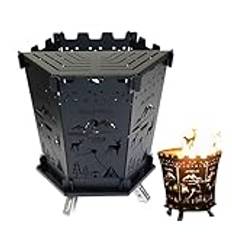 HunicandIU Campingspis för backpacking, campingspis för backpacking – BBQ lägerspisar vedeldad ryggsäcksbrännare – lätt kompfire lägereldstativ, ryggsäck campingbrännare för, svart, se, Svart, see