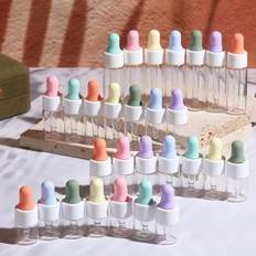 8pcs Color-Capped Glass Dropper Bottles With Pipettes - Refillable Mini Essential Oil & Cosmetic Sample Bottles For Travel, Liquids (Hand Wash Only) - Multicolor - Multi-size