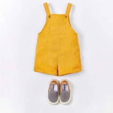 Bebis Pojke Påsydda Fickor Overall Romper - Gul (6-9M,9-12M,12-18M,18-24M,2-3Y,0-1M,1-3M,3-6M)