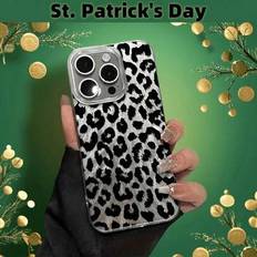 Gepard, leopardtryck fjäder chiffong E-mönster leopardtryck målat anti-fall telefonfodral kompatibelt med IPhone 16 Pro Max, 2025 ny modell IPhone 15 - Multifärgad (Multi-size)