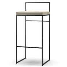 Department Barstol Med Ryggstöd 90 Cm Svart / Beige Sammet - Barstolar Stål Beige Sammet - 214278-338994