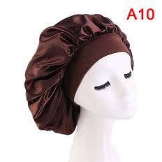 Fashion Big Size satin silke motorhjelm Sleep Night Cap Head Cover Coffee
