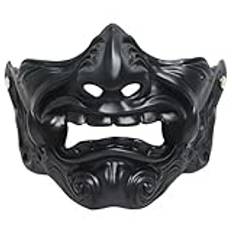 Yaoliucp Oni-mask, 7,9 x 4,7 halloween japansk samurai Hannya Oni mask latex halv ansikte demon cosplay kostym airsoft masker för män barn