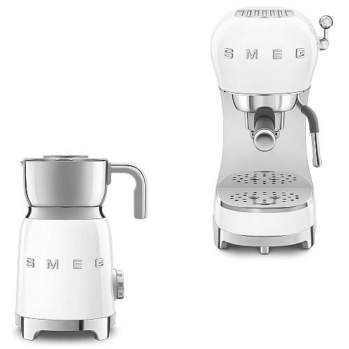 Smeg - Espresso & Mjölk - vit med 50's Style