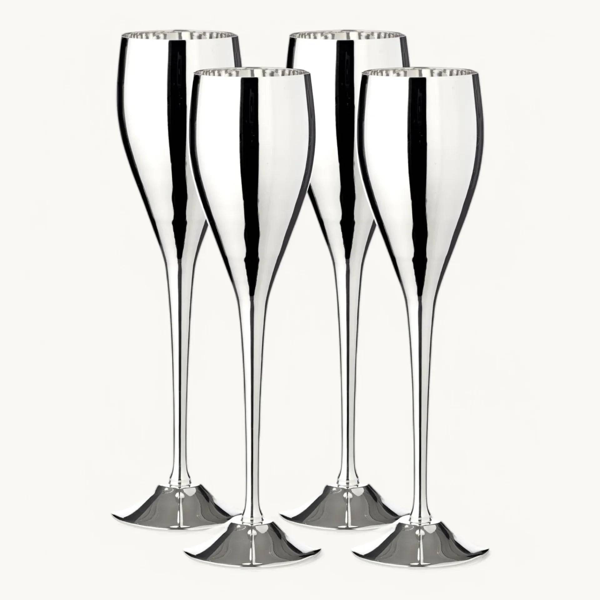 Dodo | Silverpläterade Champagneglas - Set om 4 | Presentförpackning.