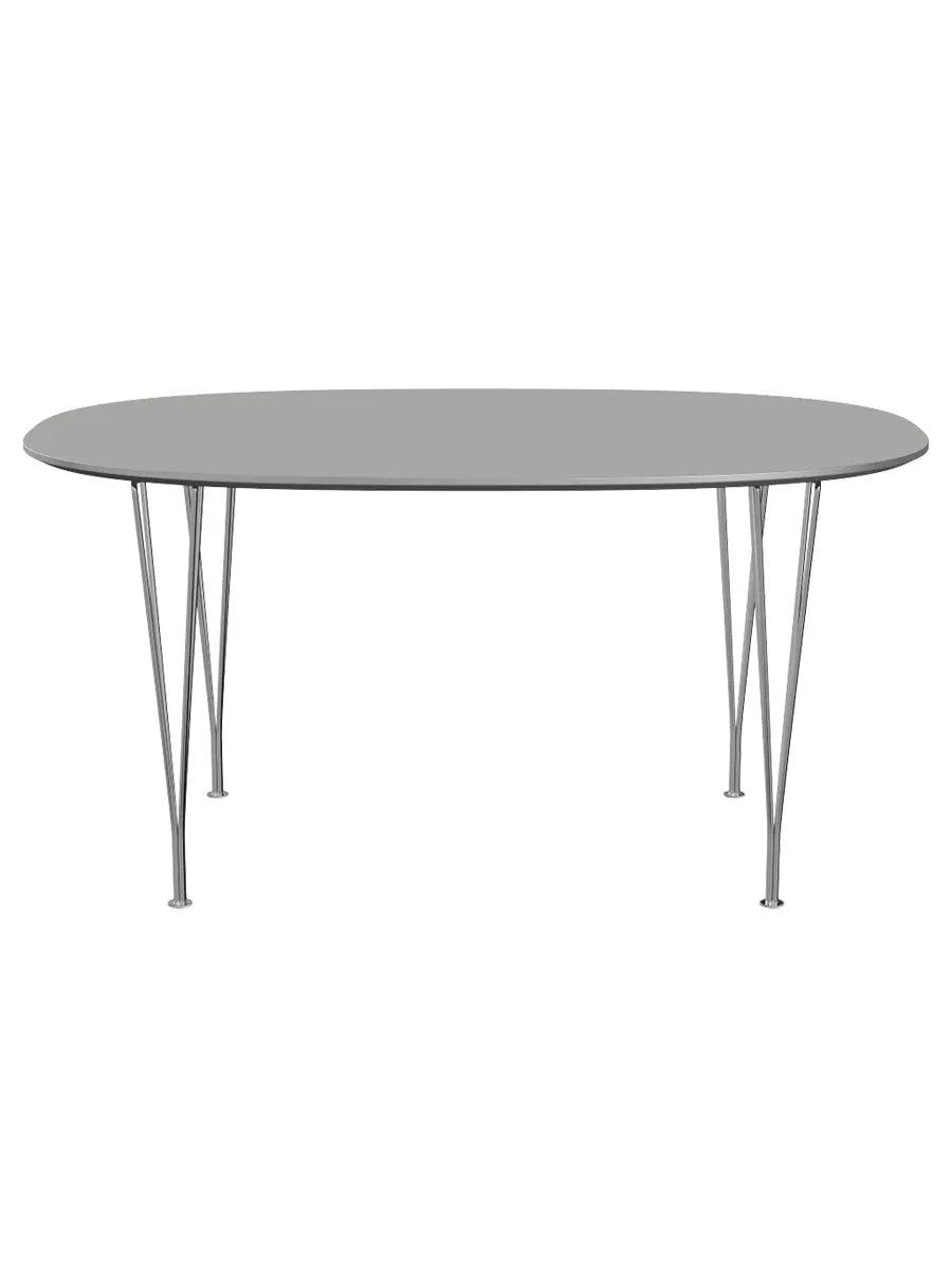 Piet Hein B612 Superellipse spisebord, 150 x 100 cm fra Fritz Hansen Grey Efeso m. alukant (specialfarve) - Jacobsen Plus