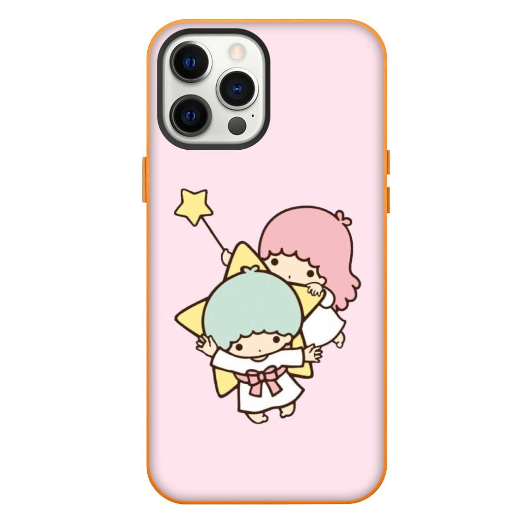 Little Twin Stars Sanrio Phone Case For iPhone Samsung Galaxy Pixel OnePlus Vivo Xiaomi Asus Sony Motorola Nokia - Little Twin Stars Sanrio Waving Portrait In Pink Background.