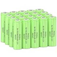 PKCELL Batterier AA uppladdningsbart batteri NIMH 1,2 V 600 mAh för solcellslampor, leksaker, 20 stycken