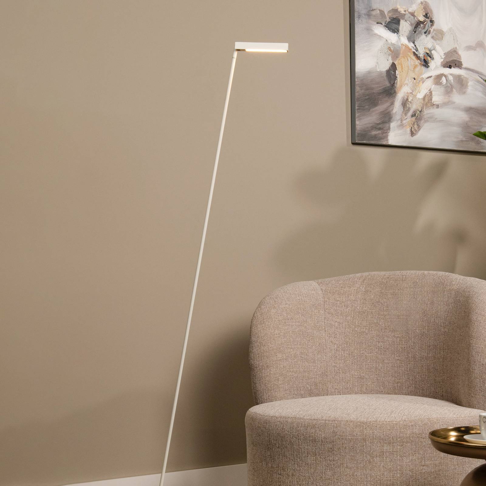 Lucide LED golvlampa Lavale, dimbar, Vitt / opal, Vardagsrum / matsal, Metall, Modern, LED-golvlampa