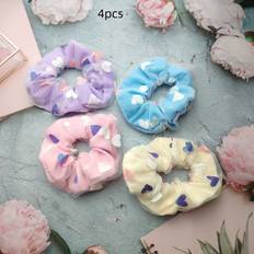 TEMU 4pcs Elegant Minimalist Mesh Heart Pattern Hair Ties - Double Layer Sparkly Glitter Elastic Hair Scrunchies For Women