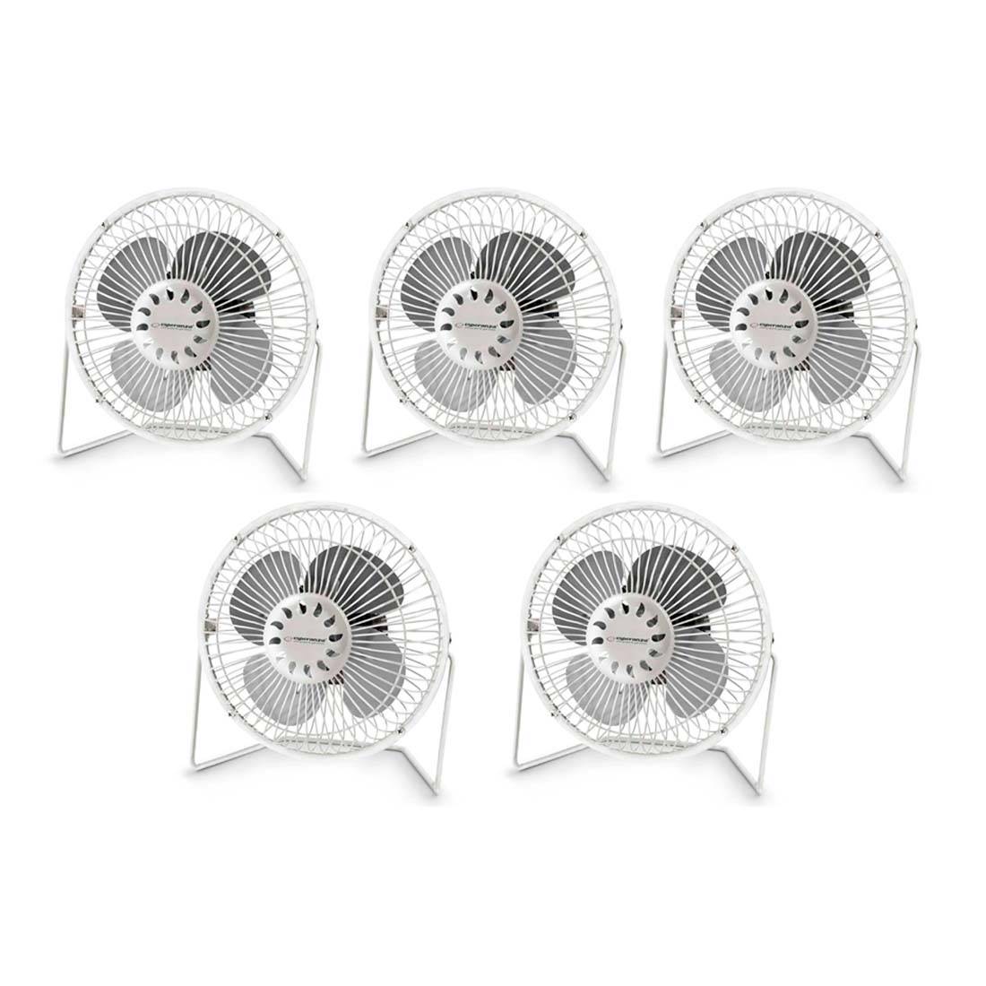5 stk. USB Ventilator - Støjsvag - Hvid - Ø18cm - Bord Ventilator.