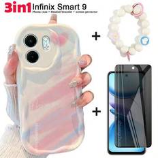 3 st/set Infinix Smart 9 telefonskal, Honor X8C skärmskydd anti-spion härdat glasfilm, matt skyddsfilm, sött hjärtmönster telefonskal, pärlmönster han - 9HD (HD-glas 3in1,Privacy Glass 3in1,Sekretess mjuk film 3IN1,Keramiskt membran 3IN1)
