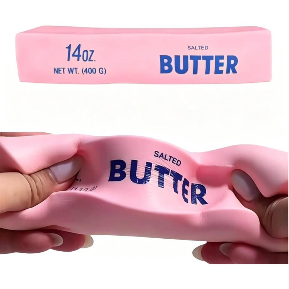 (-, Pink Butter 14Oz) Kæmpe smør squishy sæt – 14oz jumbo realistisk smørstang squishy, stor & mini blød slow rising fidget legetøj
