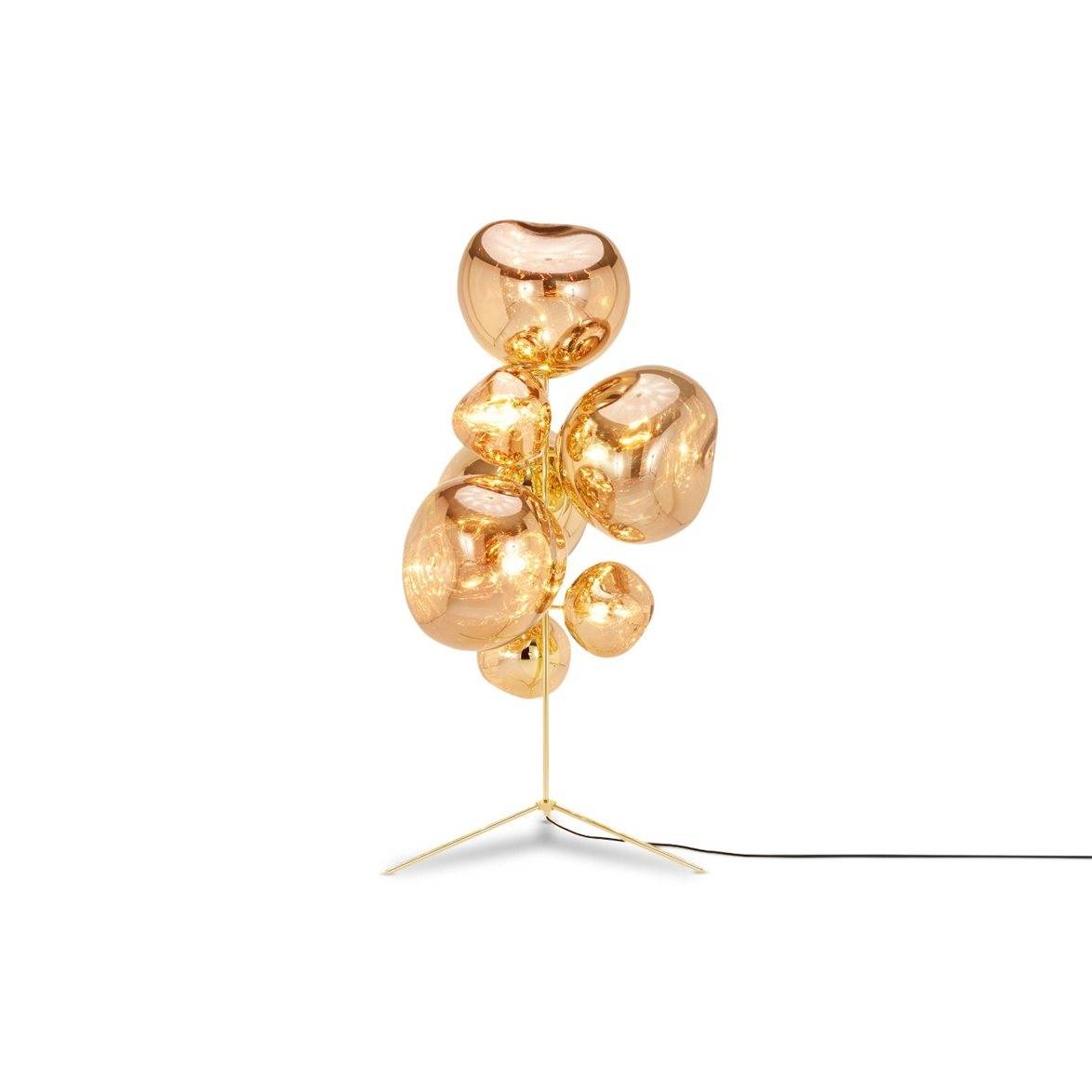 Tom Dixon Melt Chandelier golvlampa, guld 175cm