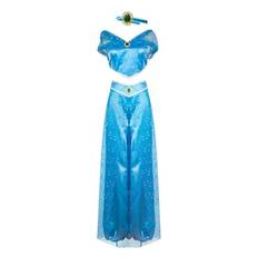 Aladdin Jasmine Prinsessdräkt Cosplayrekvisita Vuxen Grön XL Y Mörkblå dark blue S