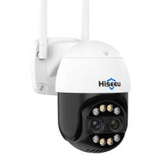 Hiseeu 4MP+4MP Dual Lens Wifi PTZ IP-kamera 2,8+12mm 8X Zoom CCTV-videosövervakningskamera Färgnattsyn Ai Human Cam