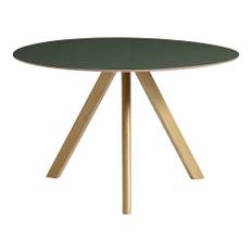 HAY - CPH20 2.0 Table Lacquered Oak Frame Ø120 X H74  Green Linoleum Tabletop Lacquered Edge - Spiseborde - Ronan & Erwan Bouroullec - Grøn - Træ