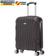 ABS Cabin Suitcase 55x40x20cm (44L) - Small Lightweight Travel Suitcases 20 Inch - Turquoise/Silver/Navy/Yellow/Rose Gold/Red/Purple/Black/Mint/Green - Black