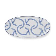 Royal Copenhagen Motif Ovalt Fad - H 2,5 x B 37 x L 17 cm - Porcelæn - Koboltblå/hvid