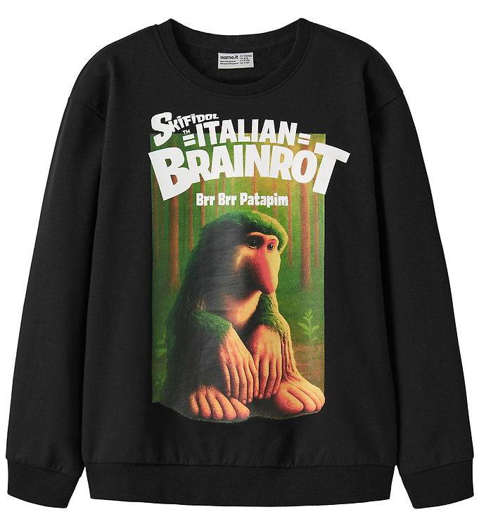 Name It Sweatshirt - NkmAsper - Svart - Name It - 7-8 år (122-128) - Sweatshirt