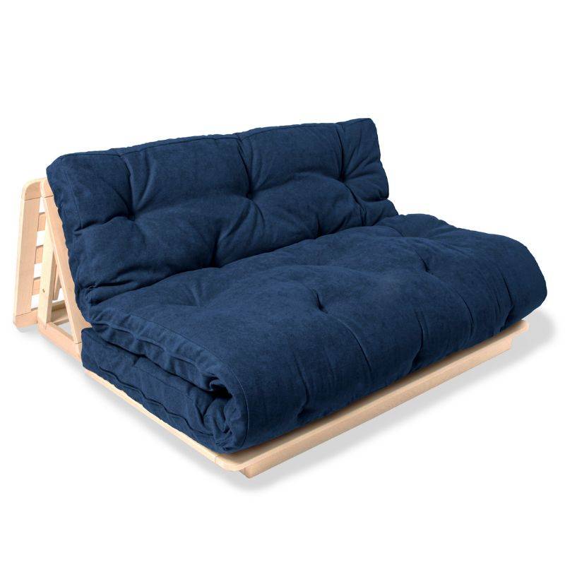 Foldbar sofaseng i massiv bøgetræ på 115/200x140x67 cm Flere farver - Ubehandlet / Grøn