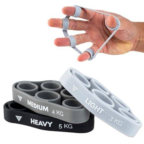 GORNATION Finger Trainer Fingermotståndsband, 3 Motståndsnivåer för Ökad Greppstyrka, Styrketräningsutrustning för Underarmar & Händer