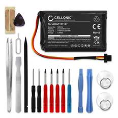 AHA1111107 AHA11111010 P6 GPS-batteri för TomTom Go Essential, Go 620, Go 610, Go 600 (4FA60) med 1100mAh + skruvmejsel-set - navigatorbatteri med lång batteritid inkl. verktygsset för batteribyte