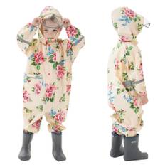 Kids Raincoat for Baby Rain Floral Rain Rain Goods [YM GOT] Girls, Romper, Pattern, Gear, Raincoat, (Beige, XXL) beige