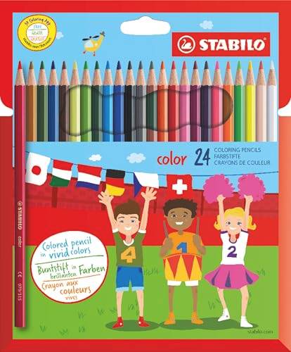 Färgpenna - STABILO color Förpackning 24 st blandade färger inklusive 4 neon
