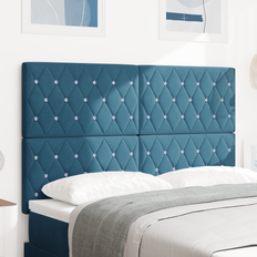 vidaXL Velvet Hovedgavl Argyle med hovedgærde Mørk blå 144 cm Fløjl